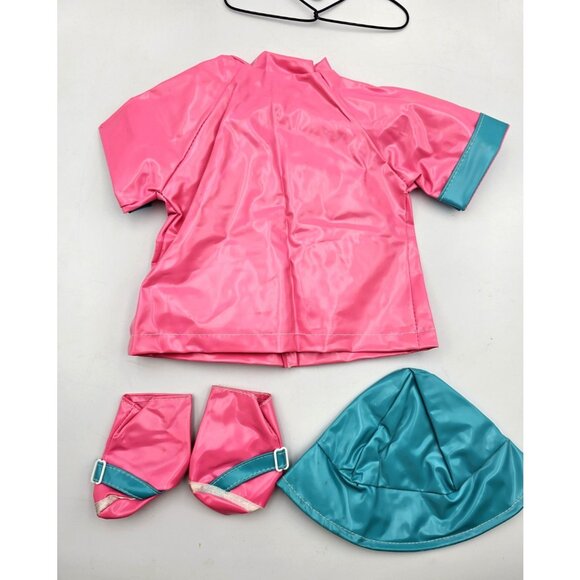 Pink Raincoat Coat Rain Hat Boots Piece Doll Clothes For 18” American Girl Doll - Picture 3 of 3
